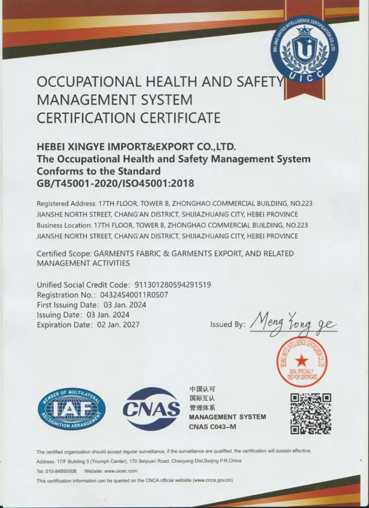 ISO 45001 – Occupational Health & Safety Management System