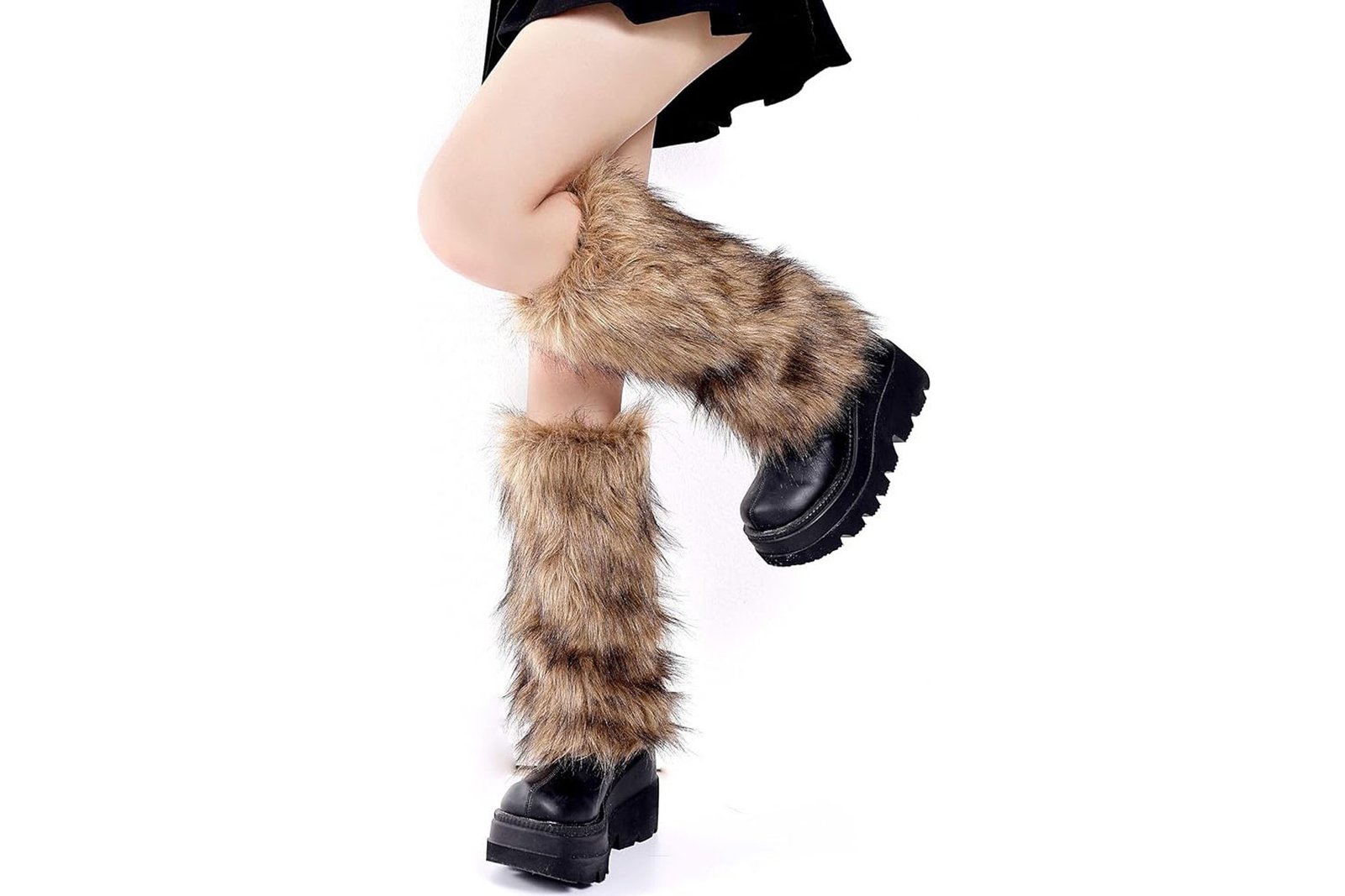 Faux fur leg warmers