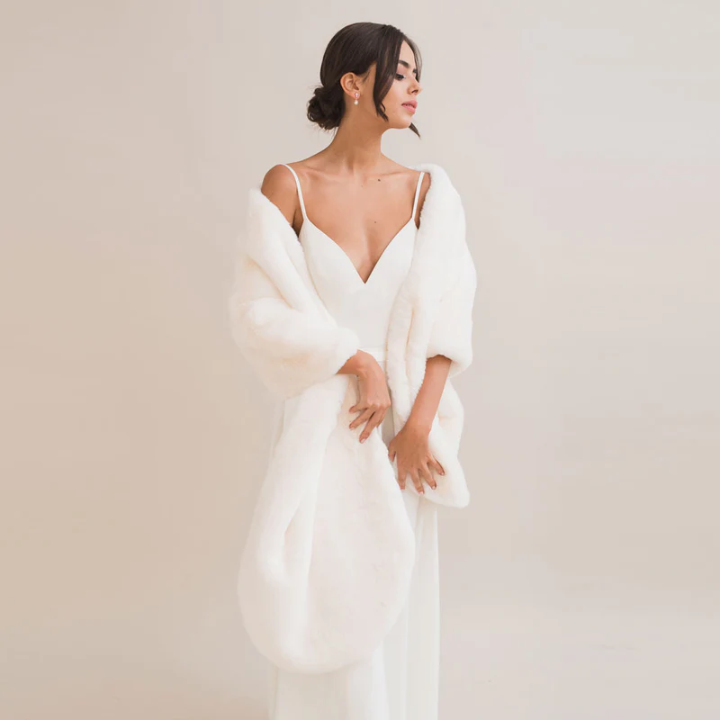 Long Faux Fur Wedding Stole