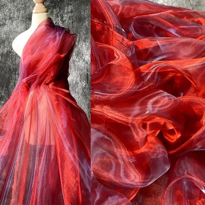 Red organza fabric