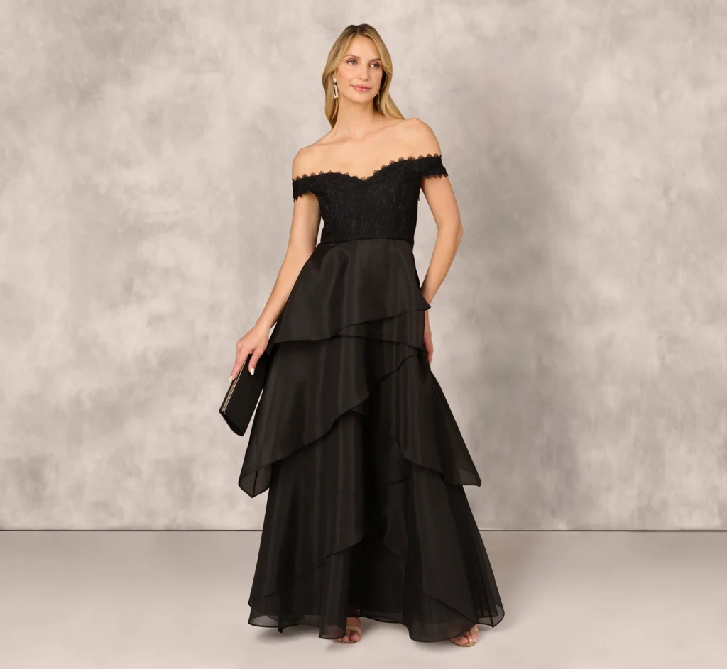 black organza evening dress