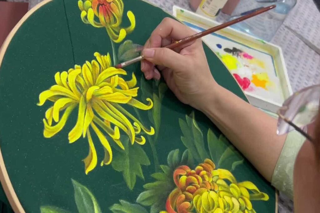 painting on silk fabric