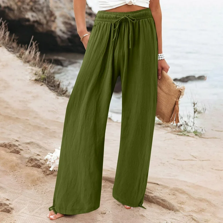 rayon Wide-Leg Pants
