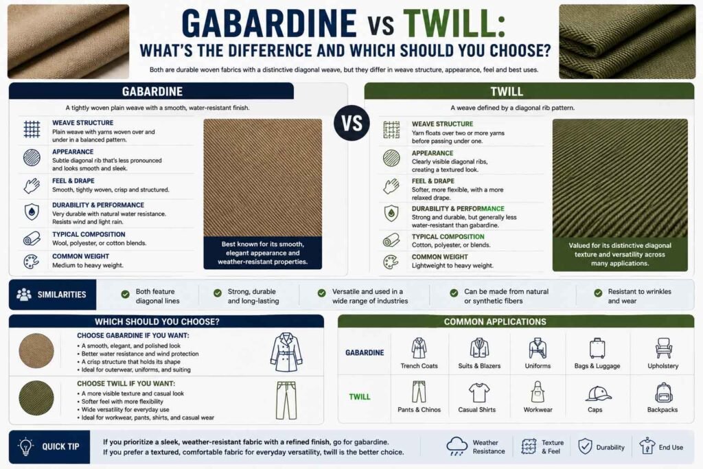 Gabardine vs Twill