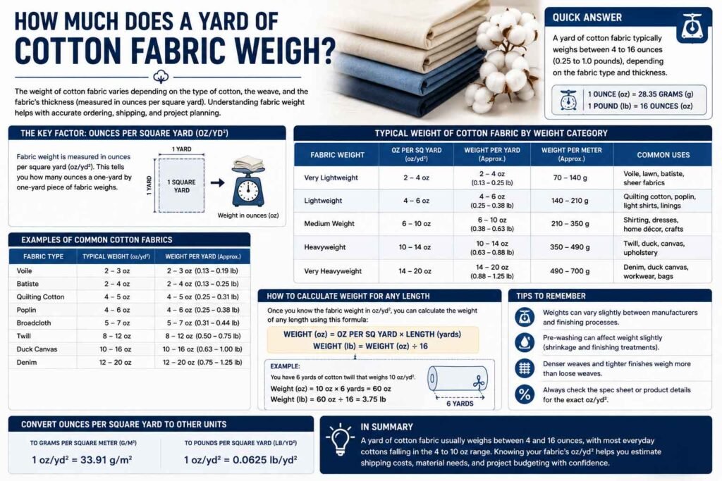 How Much Does a Yard of Cotton Fabric Weigh