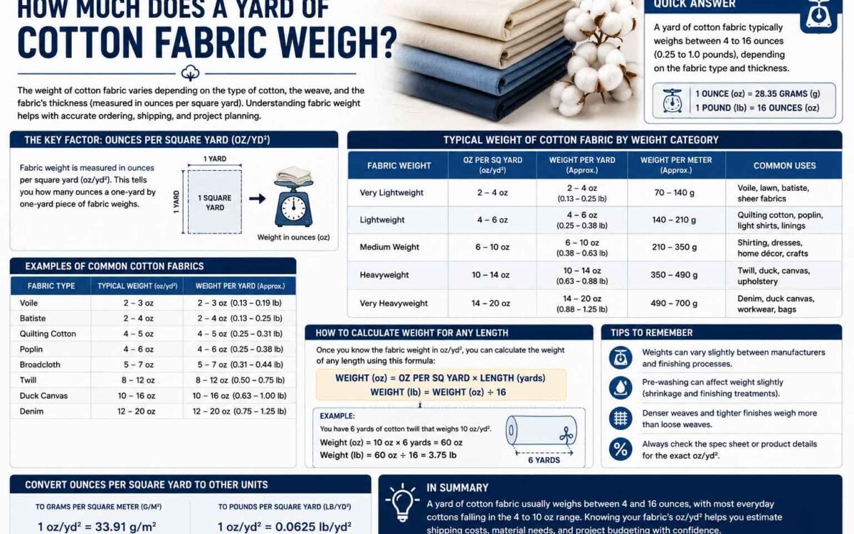 How Much Does a Yard of Cotton Fabric Weigh?
