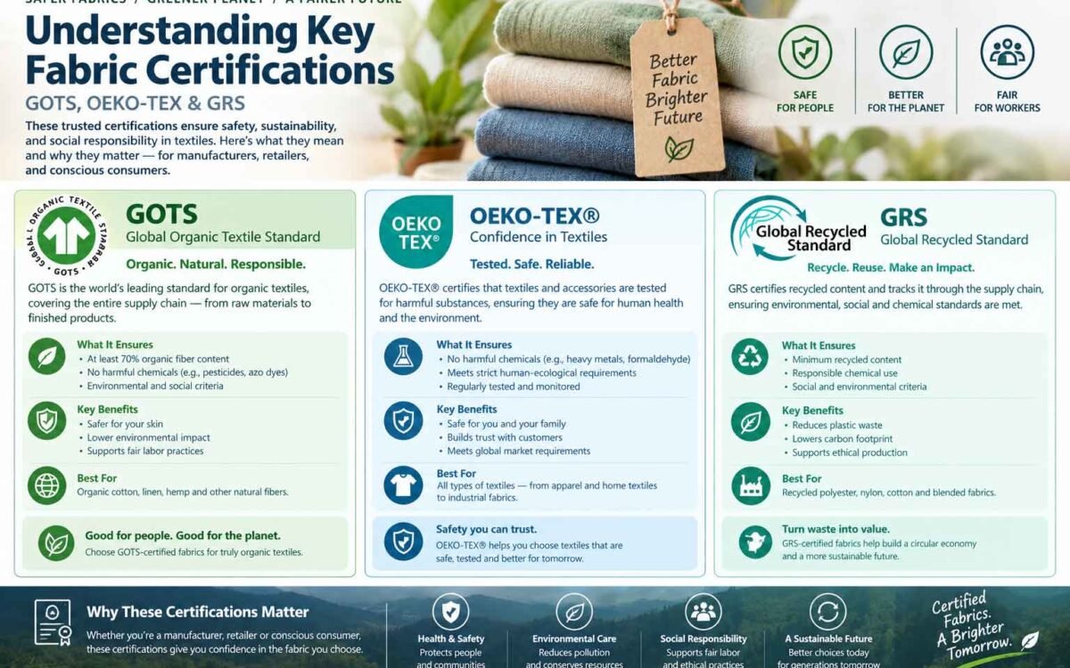Understanding Fabric Certifications: GOTS, OEKO-TEX, GRS Explained